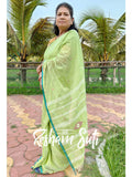 Green Apple Handwoven Cotton Jamdani Saree - Shobuj Ghera Gram