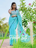 Ice Blue Handwoven Cotton Jamdani Saree - Ek Poshla Brishti