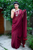Mul Modal Maroon Saree - Gulkand