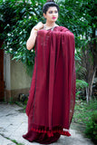 Mul Modal Maroon Saree - Gulkand