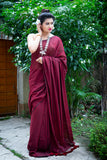 Mul Modal Maroon Saree - Gulkand
