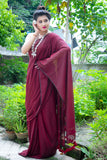 Mul Modal Maroon Saree - Gulkand