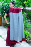 Mul Modal Maroon & Still Grey Saree - Cranberry and Ice