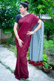 Mul Modal Maroon & Still Grey Saree - Cranberry and Ice