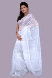 White Resham Cotton Jamdani Saree - Ishq Ka Rang Safed