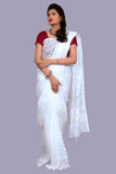 White Resham Cotton Jamdani Saree - Ishq Ka Rang Safed