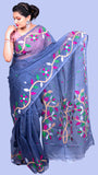 Handwoven Muslin Grey Saree - Sweet Seduction
