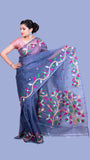 Handwoven Muslin Grey Saree - Sweet Seduction