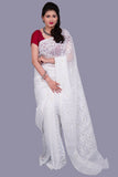 White Resham Cotton Jamdani Saree - Ishq Ka Rang Safed