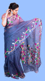 Handwoven Muslin Grey Saree - Sweet Seduction