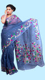 Handwoven Muslin Grey Saree - Sweet Seduction