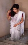 White Resham Cotton Jamdani Saree - Ishq Ka Rang Safed