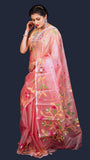 Handwoven Muslin Baby Pink Saree - Pink Lady