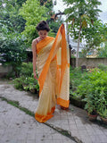 Matka Shibori Off White Yellow Saree - Frozen Mango Bellini