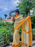 Matka Shibori Off White Yellow Saree - Frozen Mango Bellini