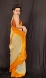 Matka Shibori Off White Yellow Saree - Frozen Mango Bellini
