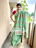 Handwoven Cotton Green Saree - Green Appletini