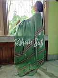 Handwoven Cotton Green Saree - Green Appletini