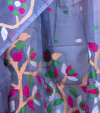 Handwoven Muslin Grey Saree - Sweet Seduction