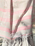 Grey Pink Handwoven Cotton Jamdani Saree - Mitti Ke Phool