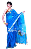Handloom Cotton Silk Blue Saree - Slash of Blue