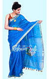 Handloom Cotton Silk Blue Saree - Slash of Blue