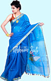 Handloom Cotton Silk Blue Saree - Slash of Blue