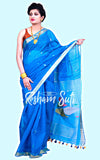 Handloom Cotton Silk Blue Saree - Slash of Blue