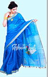 Handloom Cotton Silk Blue Saree - Slash of Blue