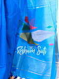 Handloom Cotton Silk Blue Saree - Slash of Blue