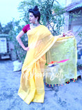 Handloom Cotton Silk Yellow Saree - Splash of Turmeric