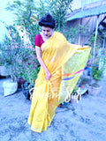 Handloom Cotton Silk Yellow Saree - Splash of Turmeric