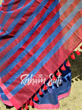 Light Blue Red Modal Cotton Saree - Starstruck