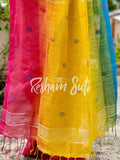 Ganga Yamuna Border Yellow Linen Jamdani Ikkat Saree - Unicorn Dreams