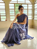 Mul Modal Blue Saree - Frozen Blueberry