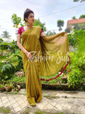 Mul Modal Golden Red Saree - Swarn Kamal