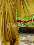 Mul Modal Golden Red Saree - Swarn Kamal