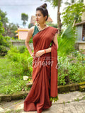 Mul Modal Mud Brown Olive Saree - Mud House