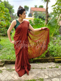 Mul Modal Mud Brown Olive Saree - Mud House