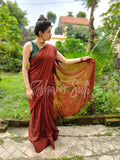 Mul Modal Mud Brown Olive Saree - Mud House