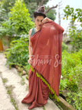 Mul Modal Mud Brown Olive Saree - Mud House