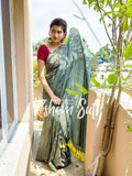 Mul Modal Sage Green Yellow Saree - Green Lady