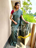 Mul Modal Sage Green Yellow Saree - Green Lady