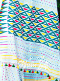 Multicolour Resham Cotton Jamdani White Saree - Island of La Grande