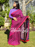 Purple Blue Modal Cotton Saree - Royal Affairs