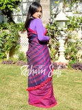 Purple Blue Modal Cotton Saree - Royal Affairs