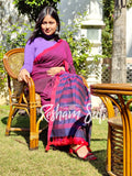 Purple Blue Modal Cotton Saree - Royal Affairs