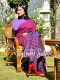 Purple Blue Modal Cotton Saree - Royal Affairs