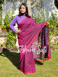 Purple Blue Modal Cotton Saree - Royal Affairs