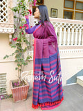 Purple Blue Modal Cotton Saree - Royal Affairs